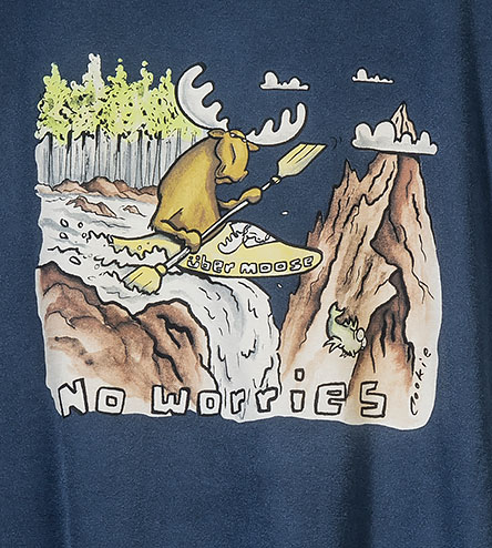 No Worries T-Shirt - Large Back Print - Indigo
