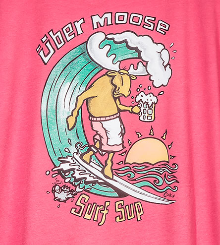 Surf Sup T-Shirt - Large Back Print - Pink