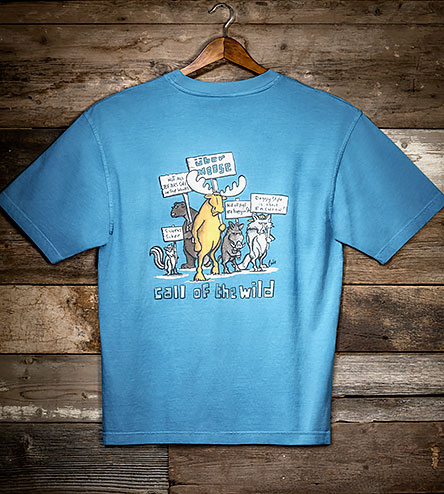 Call Of the Wild T-Shirt - Large Back Print - Alaskan Blue