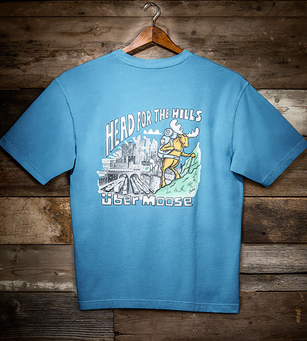 Head for the Hills T-Shirt - Large Back Print - Alaskan Blue