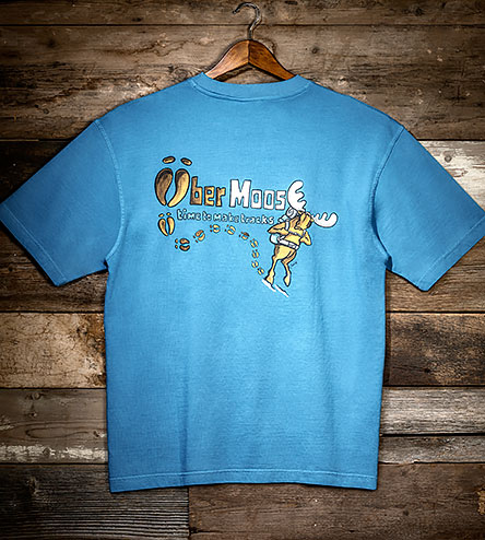 Make Tracks T-Shirt - Large Back Print - Alaskan Blue