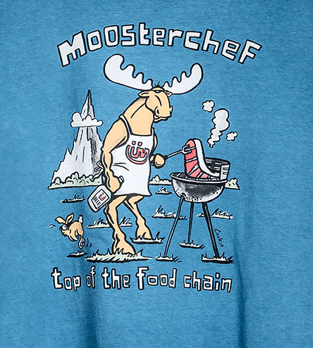 Mooster Chef T-Shirt - Large Back Print - Alaskan Blue