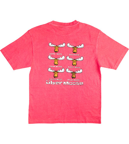 Happy Moose T-Shirt - Large Back Print - Pink