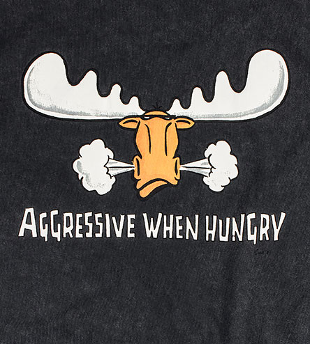 Aggressive When Hungry T-Shirt - Large Back Print - Graphite