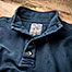 Button Sweat in Indigo - Neck Detail